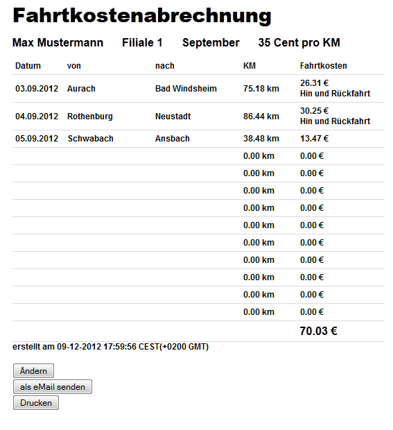 Fahrtkostenabrechnung Vorlage Excel